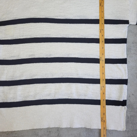 SOLD LOFT Nautical Striped Knit Boat Neck Relaxed Fit Sweater White Black - Picture 9 of 11